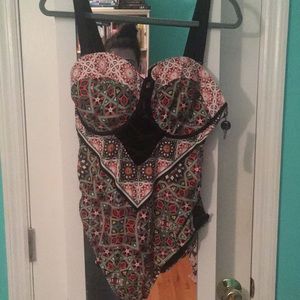 Plus size multicolored one piece swimsuit